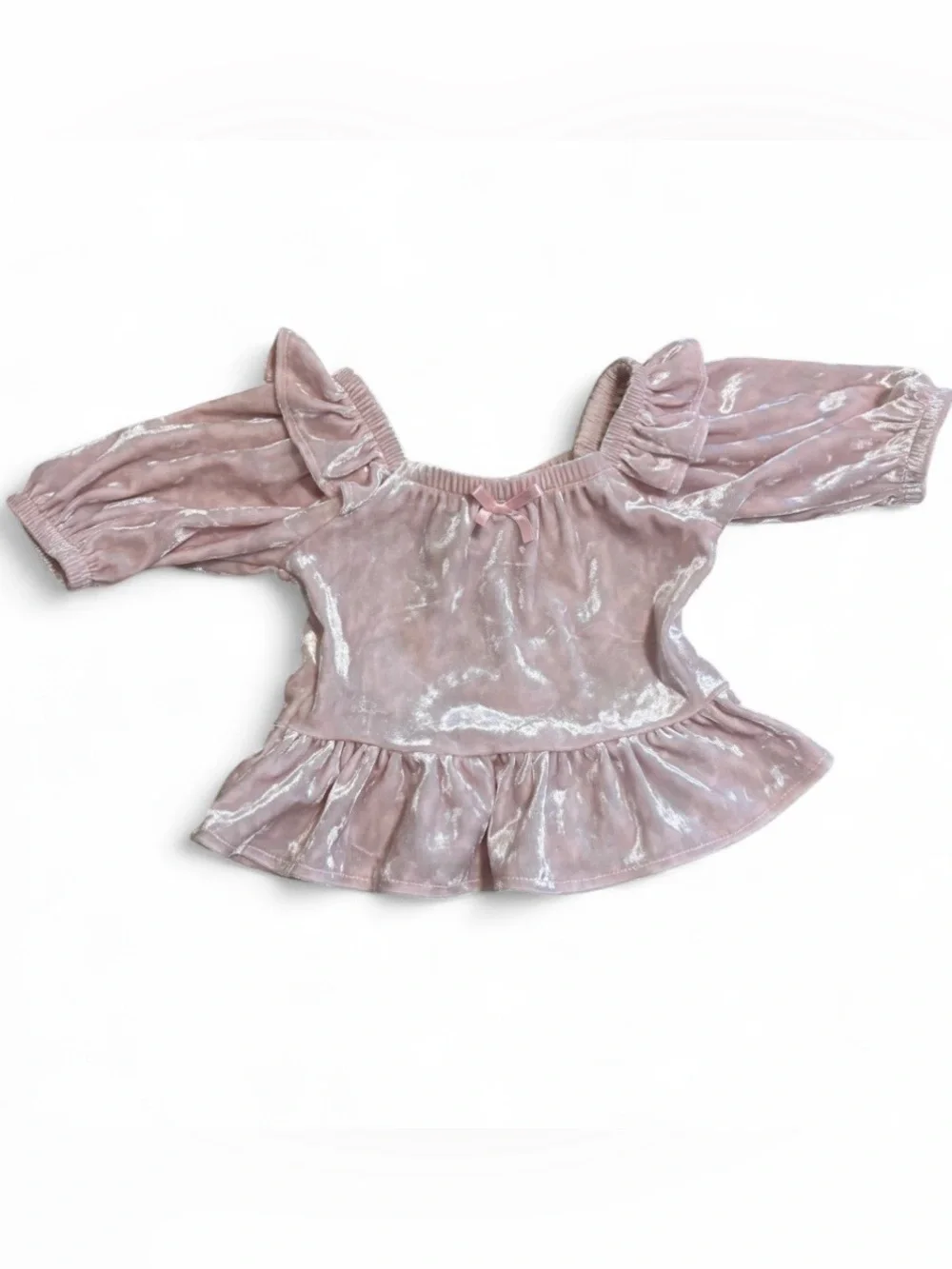 Old Navy Dusty Pink Velvet Ruffle Peplum Top